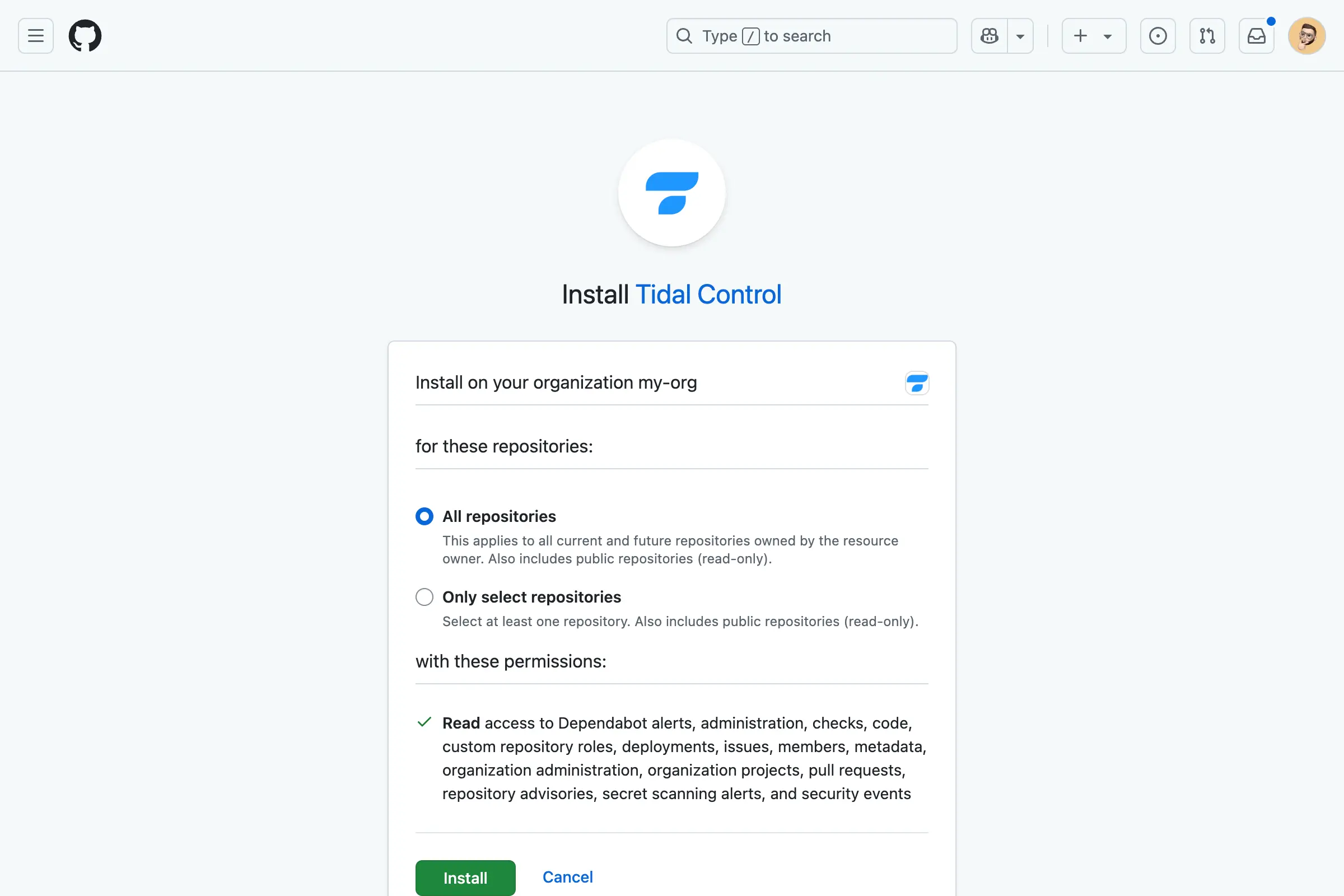 GitHub-repositories selecteren